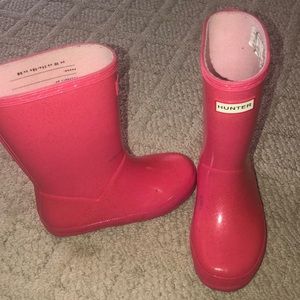 Pink Glitter Hunter Boots Sz 12